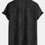Jacquard Texture Cuban Shirt & Straight Leg Linen Pants