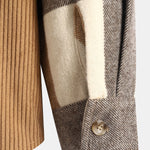 Relax Fit Flannel Plaid Corduroy Patchwork Hooded Shirt & Straight Leg Corduroy Pants