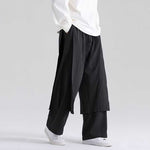 Retro Fake Two-piece Cotton And Linen Loose Skirt Pants