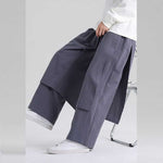 Retro Fake Two-piece Cotton And Linen Loose Skirt Pants