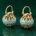 Turquoise Filigree Globe Drop Earrings