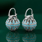 Turquoise Filigree Globe Drop Earrings