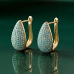 Turquoise Pavé Teardrop Hoop Earrings