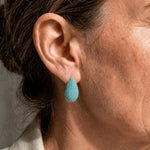 Turquoise Pavé Teardrop Hoop Earrings