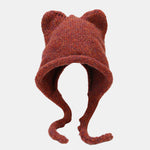 Cute Hat With Cat Ears And Braids For Winter Outdoor Warmth