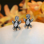 Sea Turtle Earrings in Zirconium and Silver