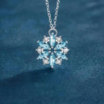 Blue Snowflake White Gold Flower Pendant Necklace
