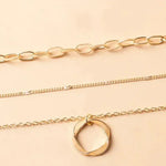 Vintage gold layered chain & pendant necklace