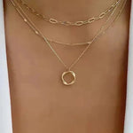 Vintage gold layered chain & pendant necklace