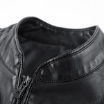 PU Leather Stand Collar Jacket