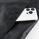 PU Leather Stand Collar Jacket